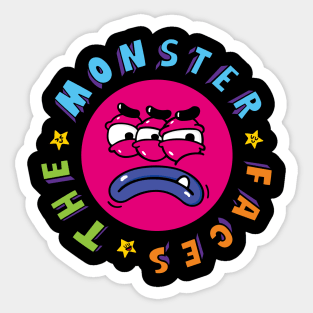 Funny Red Monster Face With Three Eyes Sticker